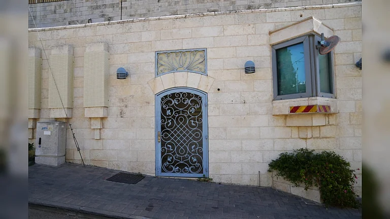 Main entrance to the British Consulate is seen after the sign outside the consulate was taken down, in east Jerusalem - AP Photo/Mahmoud Illean