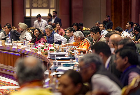 Union Minister for Finance and Corporate Affairs Nirmala Sitharaman during the 57th meeting of the Goods and Services Tax (GST) Council, in New Delhi.
