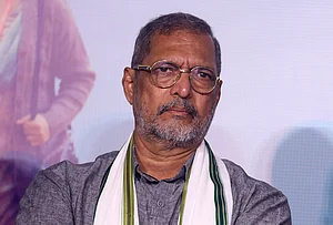| Photo: AP : Indian actor and filmmaker Nana Patekar listens to a question from a journalist during the trailer launch of his film in Mumbai, India, Sept. 12, 2023.