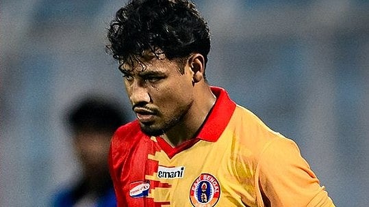East Bengal footballers in action in the Kolkata Derby in IFA Shield 2026 final.  - eastbengal_fc/X