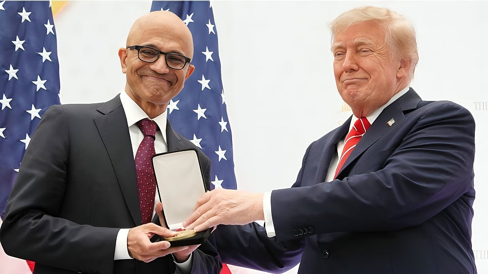 Trump honoured Microsoft CEO Satya Nadella hours after Vance announced action against the company's green-card sponsorship programme. - X
