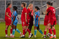 | Photo: PTI/Manvender Vashist Lav : India's players congratulate Russia's players for winning the FIFA international friendly women's football match, at the Kishore Bharati Krirangan, in Kolkata, West Bengal, Thursday, Oct. 8, 2026.