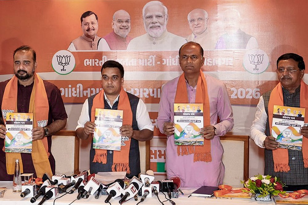 Harsh Sanghavi releases BJP’s Sankalp Patra for Gandhinagar Municipal Corporation elections