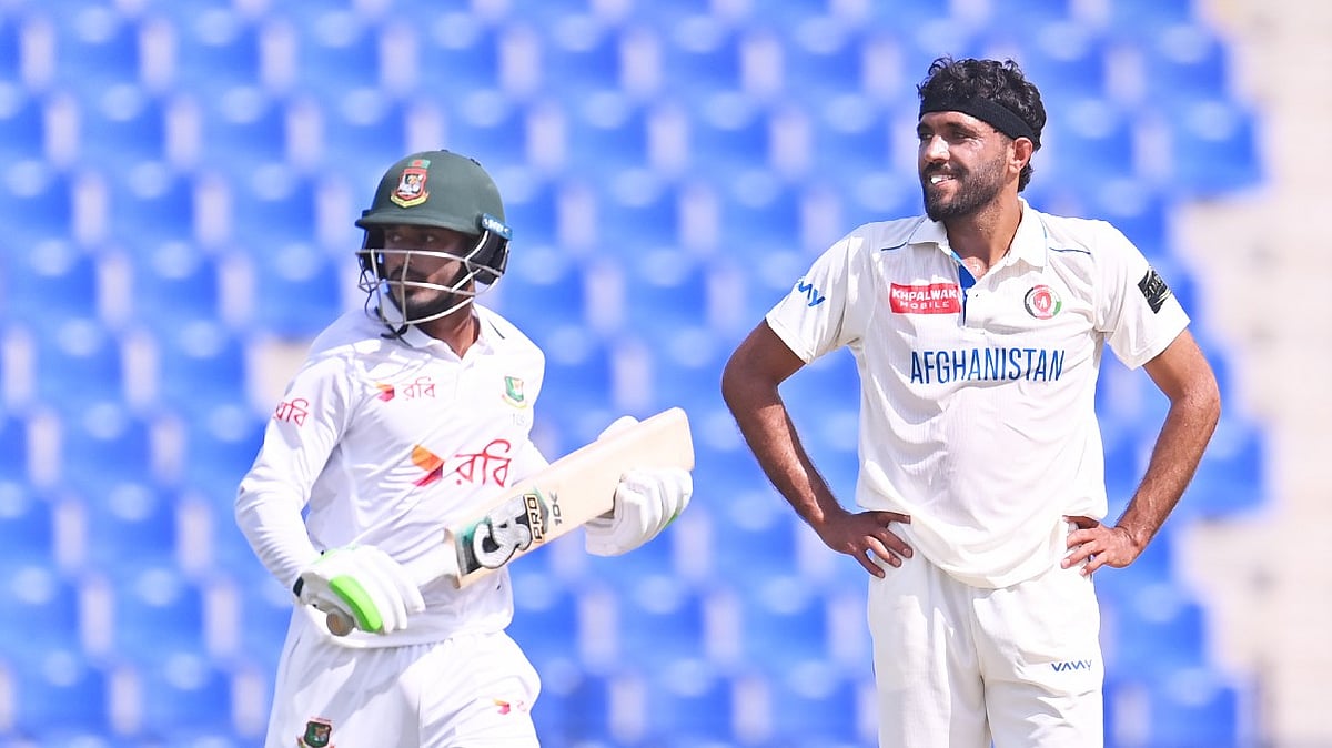 Afghanistan and Bangladesh players in action in the first Test.  - BCBtigers/X