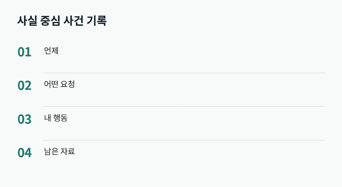 사실과 상대방의 설명, 추정을 구분해 기록합니다