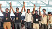 Dhruv Rathee’s Citizenship Questioned: What The MHA Complaint Seeks To Establish | Photo: PTI/Shailendra Bhojak : Cockroach Janta Party (CJP) founder Abhijeet Dipke, YouTuber Dhruv Rathee, actor-activist Prakash Raj, and others hold hands during a protest against CEC Gyanesh Kumar over the Special Intensive Revision (SIR) of electoral rolls, in Bengaluru, Thursday, Oct. 8, 2026