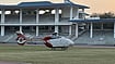 Haryana CM’s Helicopter Inside Gurugram Stadium: VIPs Over Athletes? Four-Day Training Disruption Sparks Row (Photo: X) : Haryana CM's helicopter parked inside Tau Devi Lal Stadium.