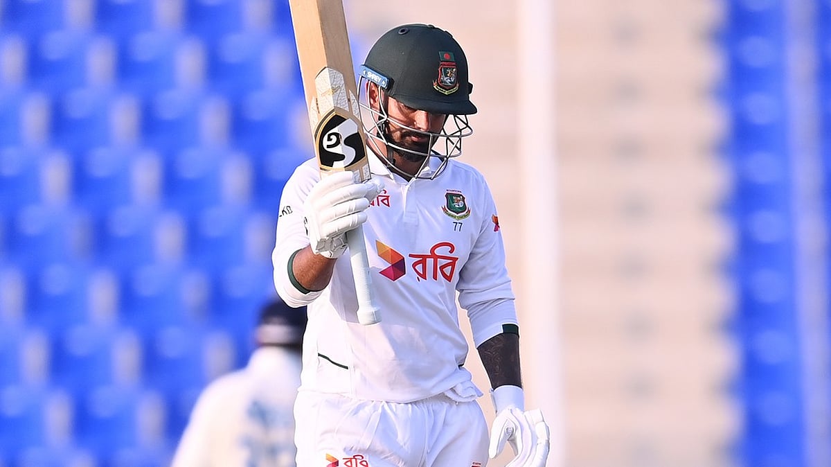 Litton Das in action in Afghanistan Vs Bangladesh one off Test Day 1.  - BCBtigers/X