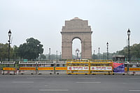 | Photo: AP : Barricades are placed near the India Gate monument as security is tightened on the morning of a youth protest demanding the resignation of the country's election chief Gyanesh Kumar, in New Delhi, India, Saturday, Oct. 10, 2026.