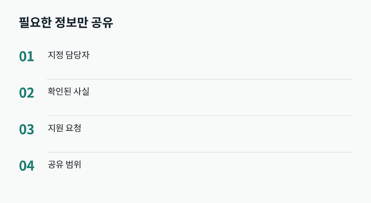 학교에는 보호에 필요한 정보와 요청을 구체적으로 전달합니다.