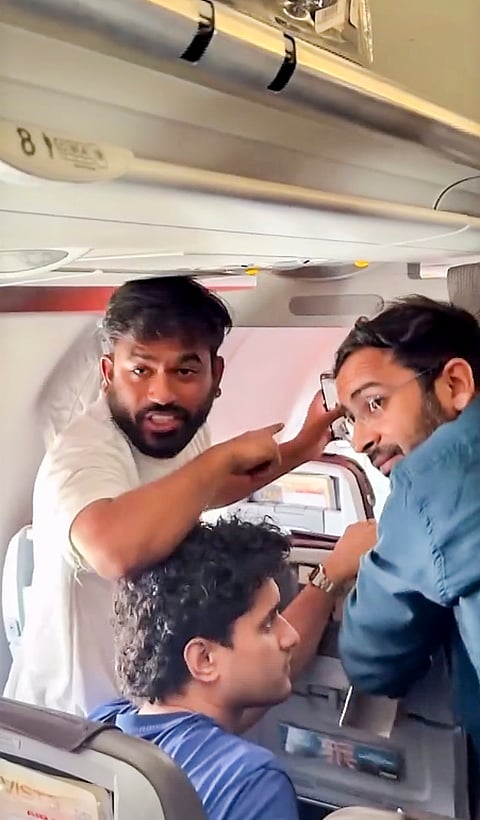 Cockroach Janta Party (CJP) founder Abhijit Dipke along with co-conveners Ashutosh Ranka and Saurav Das arrives at Indira Gandhi International Airport ahead of their planned demonstration against the Chief Election Commissioner (CEC) Gyanesh Kumar, in New Delhi. CJP alleges that its three leaders were detained by Delhi Police after their flight landed in the national capital. 
