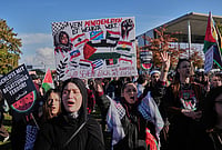 In Photos: Pro-Palestinian Protesters Rally In Berlin Amid Tight Police Security | Photo: AP/Ebrahim Noroozi : Pro-Palestinian protesters attend a rally in Berlin, Germany, Saturday, Oct. 10, 2026.