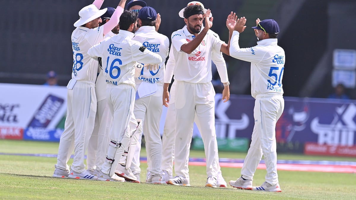 Afghanistan players celebrating a Bangladesh wicket during one-off Test 2026.  - ACBofficials/X