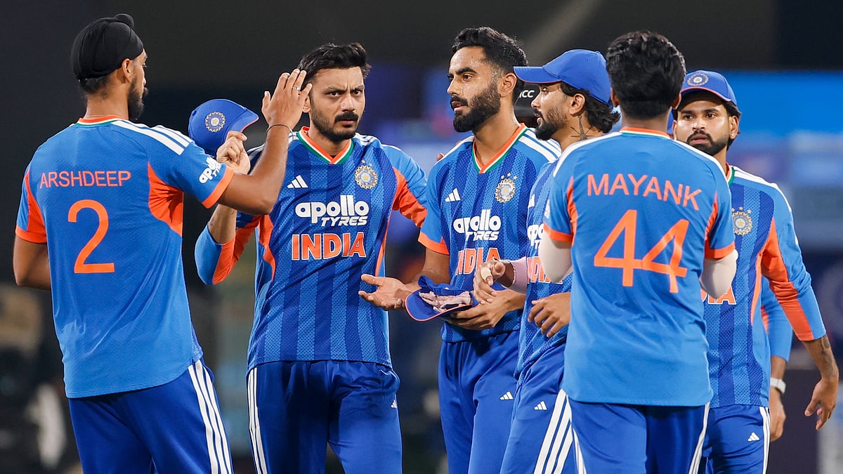 Indian players celebrating after taking a wicket during India vs West Indies 3rd T20I in Indore - X/BCCI