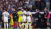 (AP Photo/Manu Fernandez) : Real Madrid's Vinicius Junior leaves the pitch after being shown a red card during the La Liga soccer match between Real Madrid and Villarreal in Madrid, Spain, Saturday, Oct. 10, 2026.