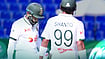 BCBtigers/X : Mushfiqur Rahim and Najmul Hossain Shanto in action during one-off Test against Afghanistan. 