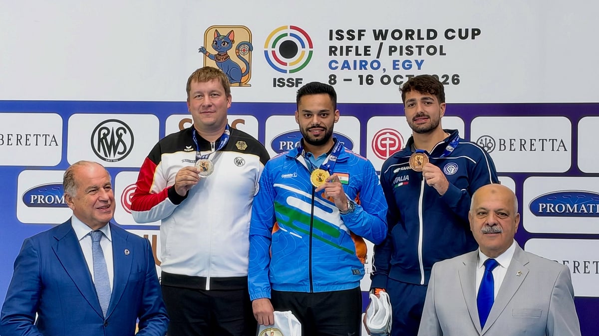 Udhayveer Sidhu won gold in the men's 10m air pistol event at the ISSF World Cup Rifle/Pistol. - Instagram/@udhayveersidhu1