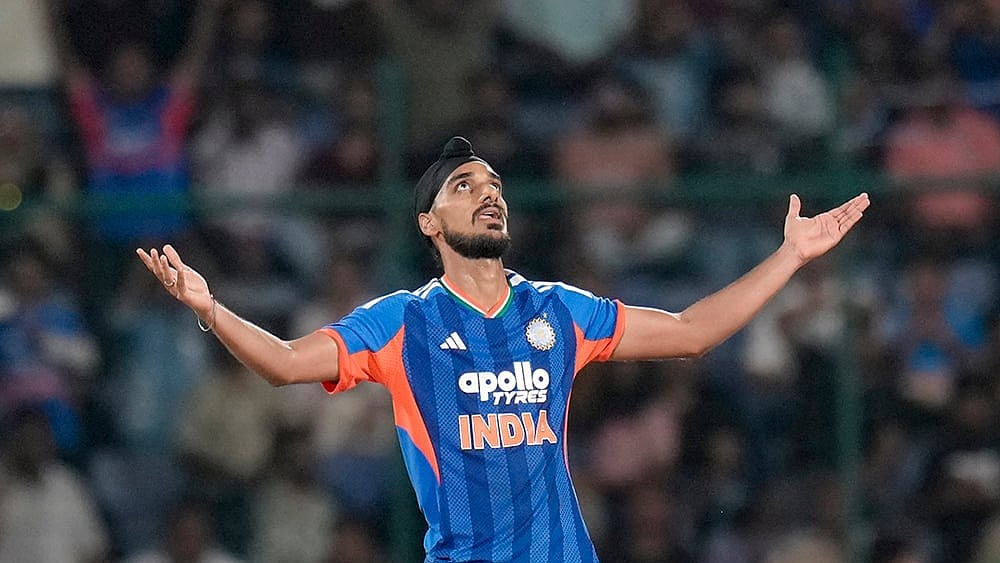 India's Arshdeep Singh celebrates after the wicket of Afghanistan's Mohammad Nabi during the first T20I cricket match between India and Afghanistan, in New Delhi, Sunday, Sept. 13, 2026. - | Photo: PTI/Money Sharma
