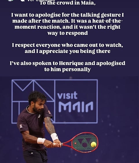 Sumit Nagal's Instagram Story After the Match