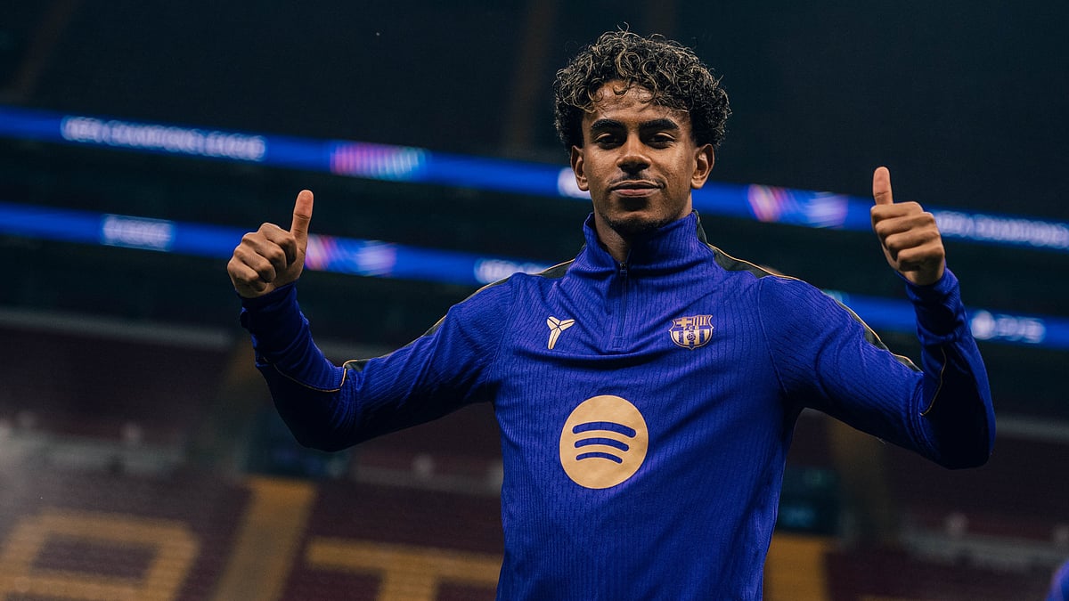 Barcelona's young sensation Lamine Yamal during the practice ahead of the Galatasaray clash - | Photo: X/FCBarcelona