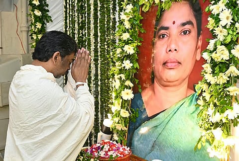 Jharkhand CM Hemant Soren pays tribute to his late mother Rupi Soren, at Nemra Village in Ramgarh district.