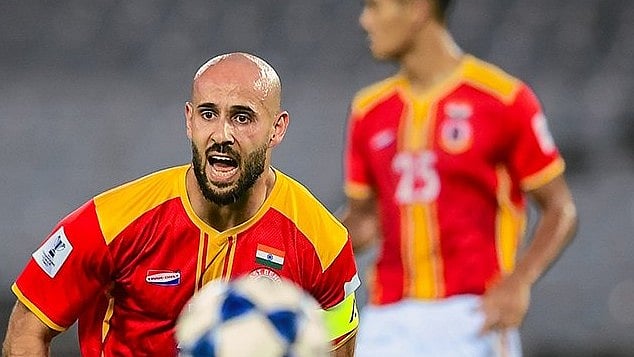 East Bengal footballers in action in the AFC Champions League two match against Al Shorta.  - eastbengal_fc/X