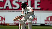 (AP Photo/Themba Hadebe) : Australia's Steven Smith trying to duck as the ball pinned on his helmet on day four of the first cricket test match between South Africa and Australia, in Durban, South Africa, Monday, Oct. 12, 2026. 