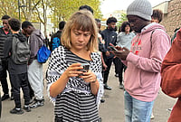 | Photo: AP/John Leicester : Activist Greta Thunberg atends a gathering in front of the Paul Eluard high school during a protest against under-resourced schools in Saint-Denis, outside Paris, Tuesday Oct. 13, 2026. 