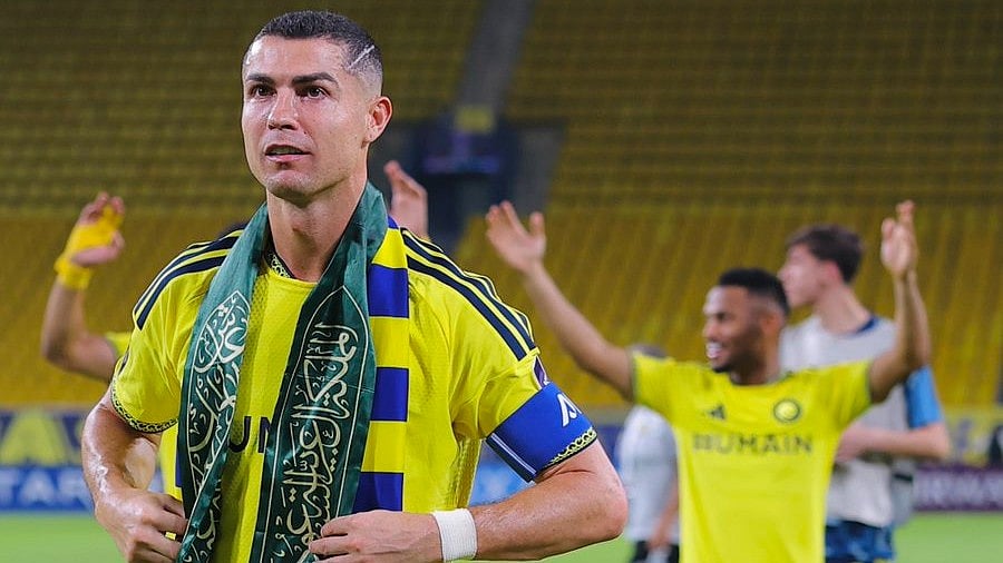 Cristiano Ronalo celebrates after Al Nassr's victory over Neftchi Fergana - | Photo: X/AlNassrFC
