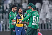 | Photo: AP/Anjum Naveed : Sri Lanka's Kusal Mendis, second left, shakes hand with Pakistan's Sahibzada Farhan on the end of the third T20 cricket match between Pakistan and Sri Lanka, in Rawalpindi, Pakistan, Tuesday, Oct. 13, 2026. 
