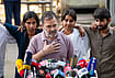 | Photo: PTI/Arun Sharma : Congress leader Rahul Gandhi with NSUI members and other protesters, who were allegedly injured amid crackdown by police in the recent protests against Chief Election Commissioner (CEC) Gyanesh Kumar, during a press conference after their meeting, in New Delhi, Wednesday, Oct. 14, 2026. 