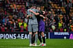 | Photo: AP/Khalil Hamra : Barcelona's players celebrate at the end of the Champions League opening phase soccer match between Galatasaray and Barcelona in Istanbul, Turkey, Tuesday, Oct. 13, 2026.