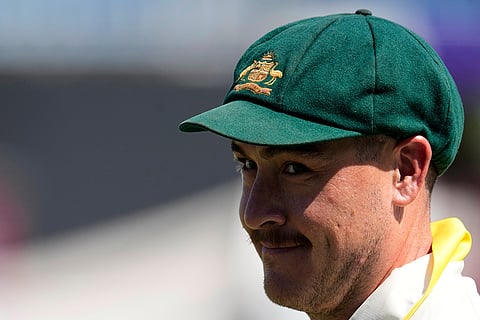 Australia's Matt Renshaw smiles after winning the first cricket test match against South Africa, in Durban, South Africa, Tuesday, Oct. 13, 2026.