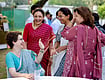 | Photo: AICC via PTI : Congress leader Priyanka Gandhi Vadra interacts with party leaders Aradhana Misra-Mona, Supriya Shrinate and NCP (SP) leader Supriya Sule during a high tea organised for the INDIA bloc leaders at Rahul Gandhi’s residence, to discuss the strategy for joint protests against ‘vote chori’ (vote theft) and to press for Chief Election Commissioner Gyanesh Kumar's resignation, in New Delhi. 
