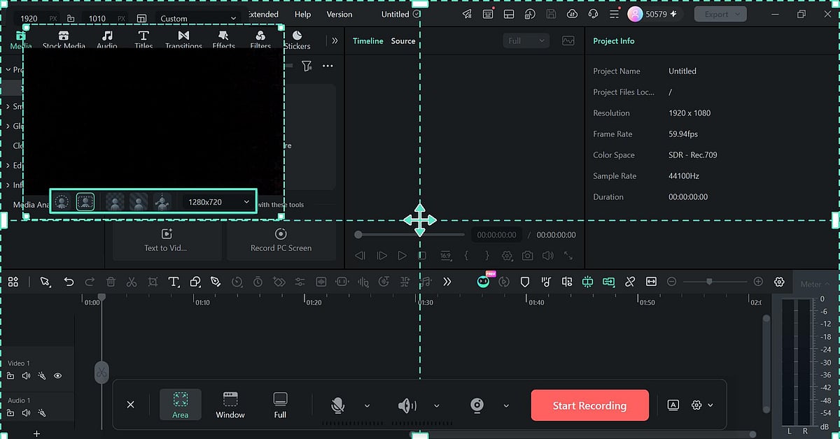 Video editing interface with webcam overlay menu active