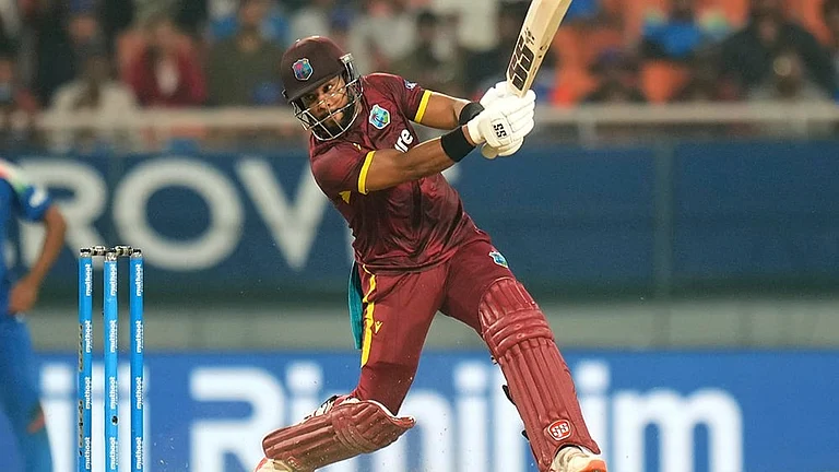 West Indies' Shai Hope plays a shot during the third and final One Day International (ODI) cricket match of a series between India and West Indies, in Mullanpur, Saturday, Oct. 3, 2026. - | Photo: PTI/Ravi Choudhary