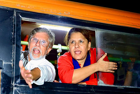 Congress leaders Pawan Khera and Supriya Shrinate detained during a protest against Dushyant Kumar Gautam’s appointment as Sikkim governor, in New Delhi. 