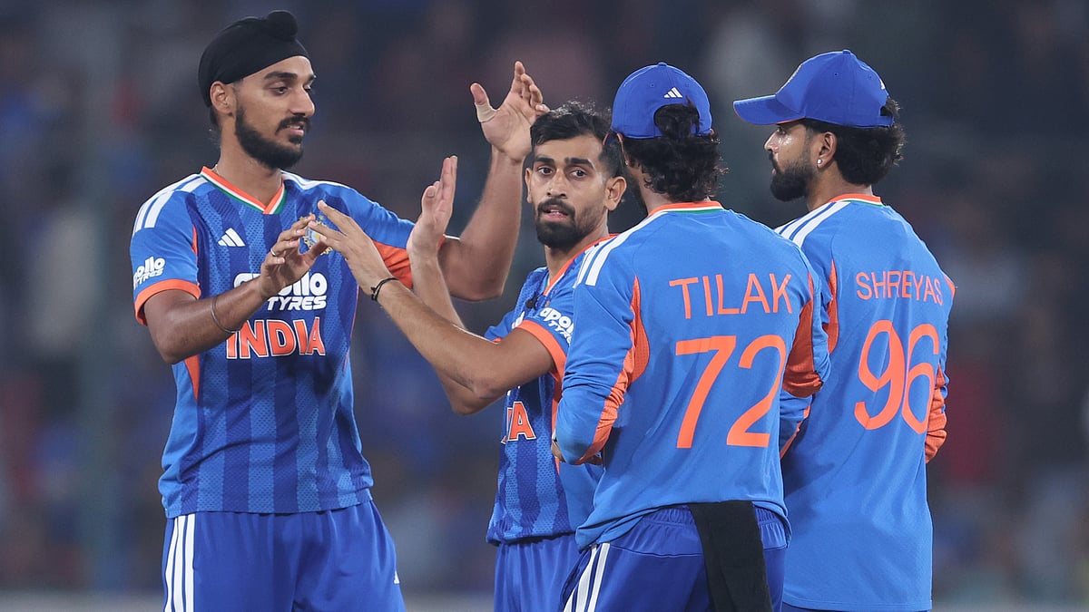 Indian players in action during the fourth T20I against the West Indies on Wednesday in Hyderabad - | Photo: X/BCCI