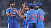 | Photo: X/BCCI : Indian players in action during the fourth T20I against the West Indies on Wednesday in Hyderabad