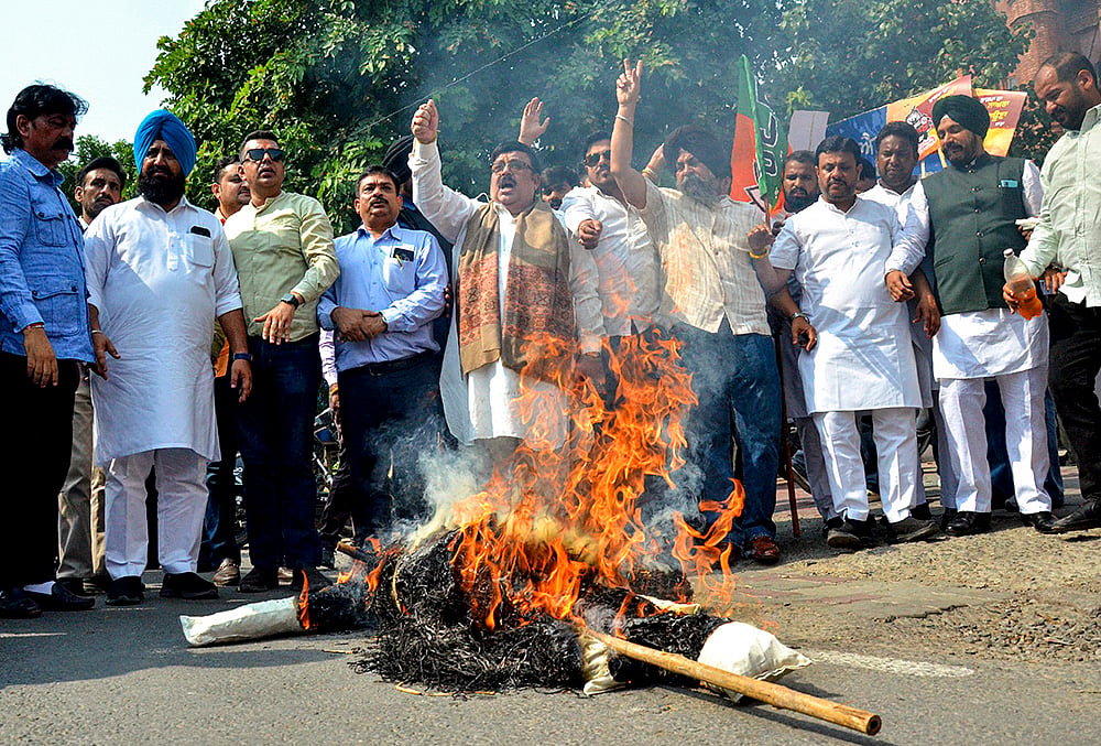 BJP Protest in Amritsar Over Anti-Drug Activist Parvinder Jhota’s murder