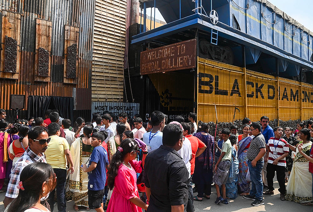 Durga Puja pandal themed on coal mines 