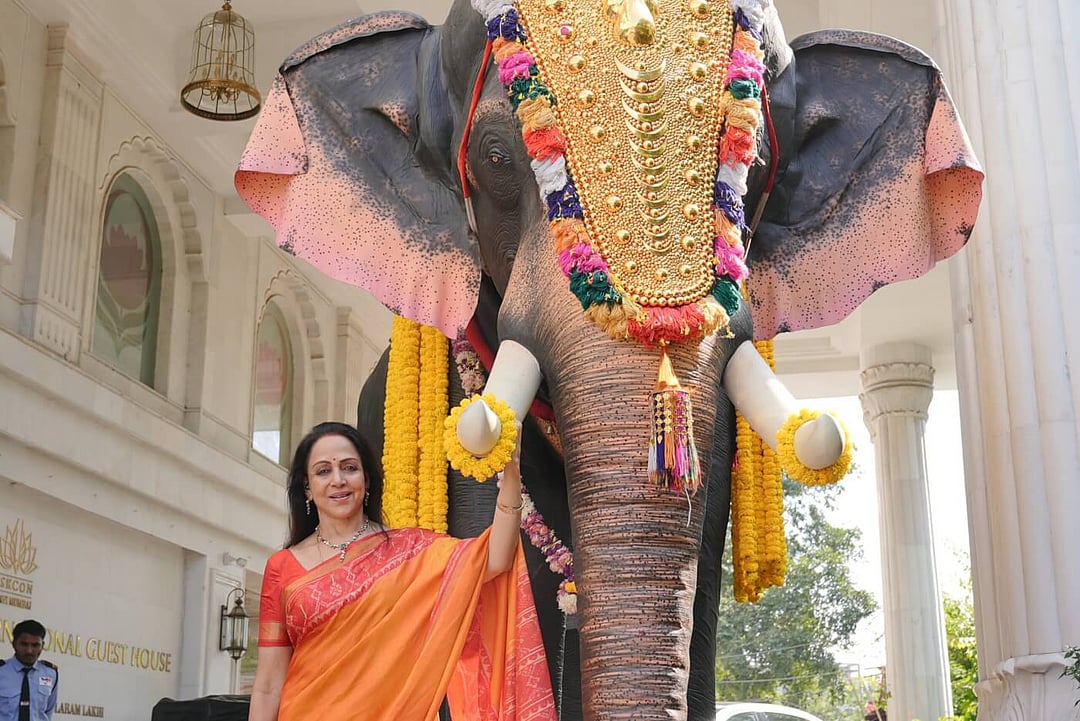 ISKCON Navi Mumbai Welcomes a Mechanical Elephant from Hema Malini in Association with PETA India