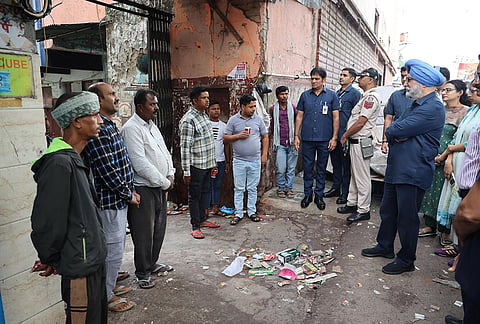 Delhi Lieutenant Governor Taranjit Singh Sandhu during a civic and sanitation inspections across the Old Delhi zone. 