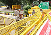 Day In Pics: October 16, 2026 | Photo: PTI : Police personnel stand near barricades ahead of a Tiranga March rally by Cockroach Janata Party (CJP), at Tolstoy Marg, in New Delhi.