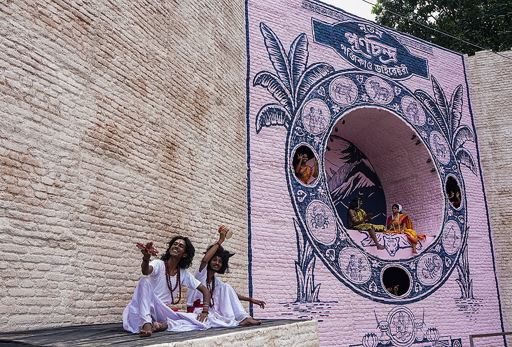 Durga Puja pandal themed on annual almanac in Kolkata