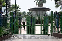 In Photos: Tight Securtity Ahead Of CJPs Planned Tiranga March In Delhi | Photo: PTI : Security personnel keep a vigil ahead of the Cockroach Janta Party's proposed 'Lehra Do Tiranga' march at the Central Park in Connaught Place, in New Delhi, Friday, Oct. 16, 2026.