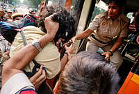 In Photos | Gyanesh Kumar Resignation Protests Spread From Delhi To Hyderabad, Srinagar | Photo: PTI/Ravi Choudharay : Police personnel detain a demonstrator during a protest march, demanding resignation of Chief Election Commissioner (CEC) Gyanesh Kumar, amid a demonstration organized by Justice Morcha, in New Delhi, Saturday, Oct. 17, 2026.