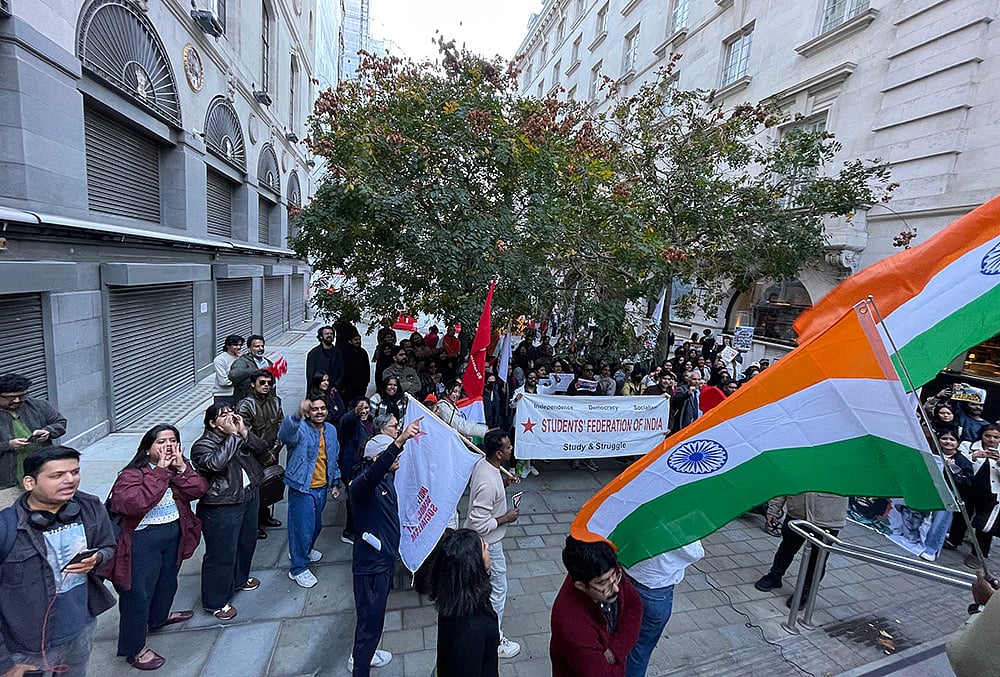 SFI-UK Protest outside High Commission of India in London