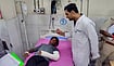 PTI : An injured person being treated at a hospital after a minibus veered off the road and fell into a 15-foot-deep drain on the Delhi-Mumbai Expressway, in Kota district
