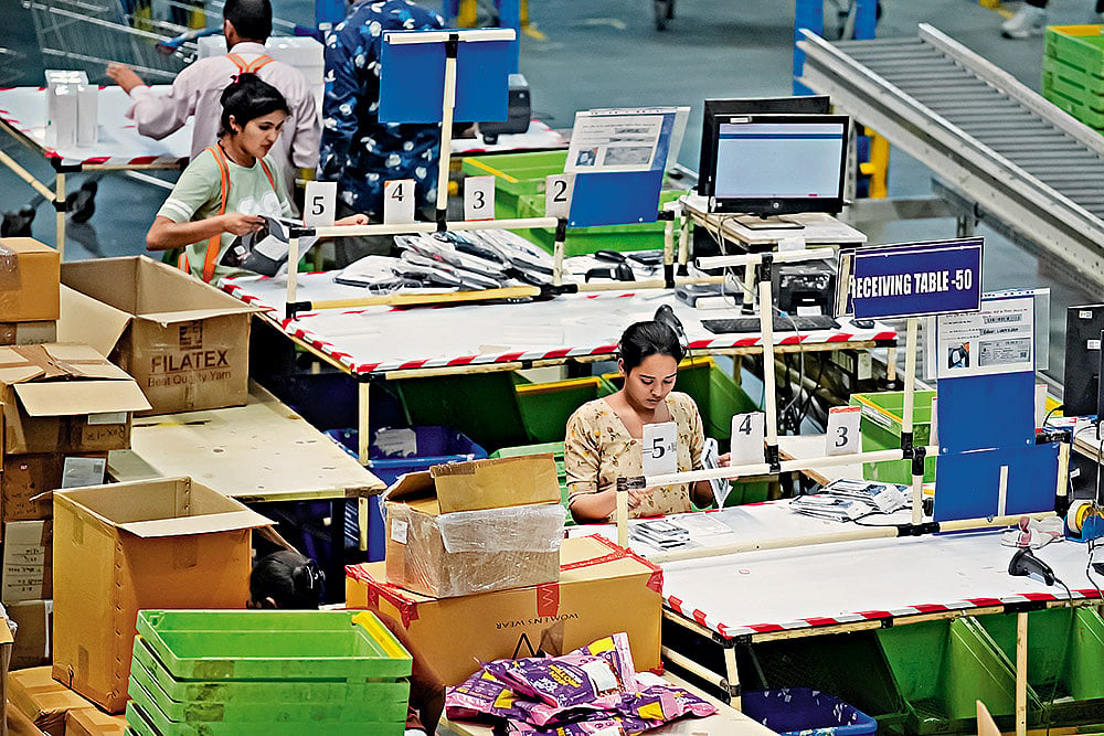 Entwining with Technology: Workers at the Flipkart Sanpka Fulfilment Centre in Gurugram - | Photo: Vikram Sharma